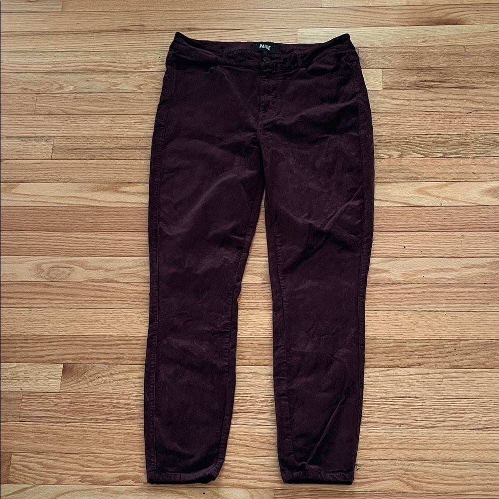 PAIGE Hoxton Corduroy Straight Leg Ankle Jeans Womens 31 Burgundy Capsule